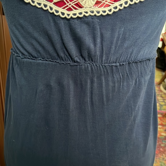 Mudd  lace Back dress  low-cut V front  EUC Midriff style  navy blue/cream Sz XS - Picture 11 of 14